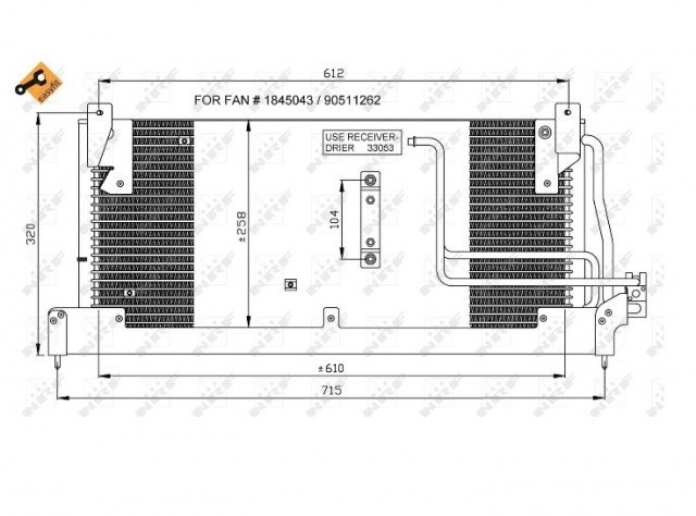 Acessar a peça Condensador de climatização. 12/94-> 650x245x20