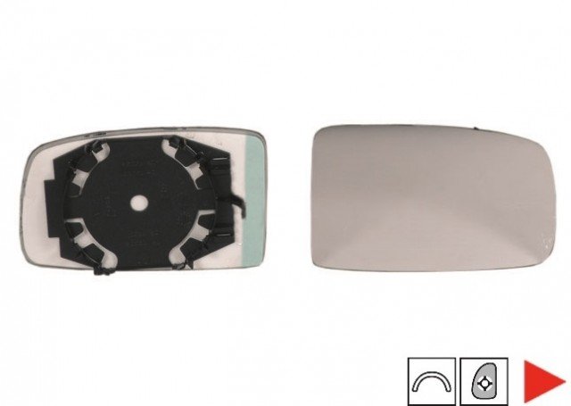 Acessar a peça Vidro com suporte direito convexo