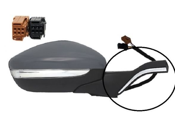 Acessar a peça Espelho direito elétrico, aquecido, dobrável preparado + cromado + pisca + sonda