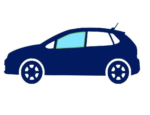 Acessar a peça Janela de vidro lateral esquerda frente 5ptas tingida de verde.