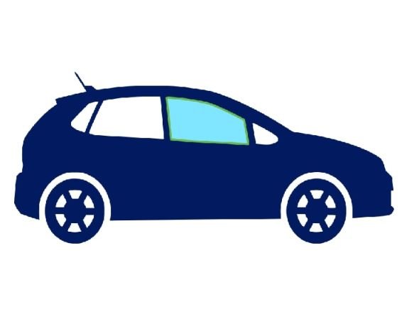 Acessar a peça Janela de vidro frente direita escurecida em verde