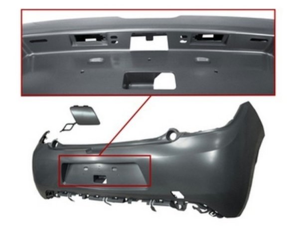 Acessar a peça Para choques traseiro preparado com tampa de gancho e orifícios de moldagem