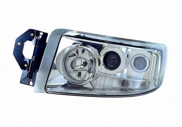 Acessar a peça Farol manual direito, cromado, H1+H3+H7 (24V)