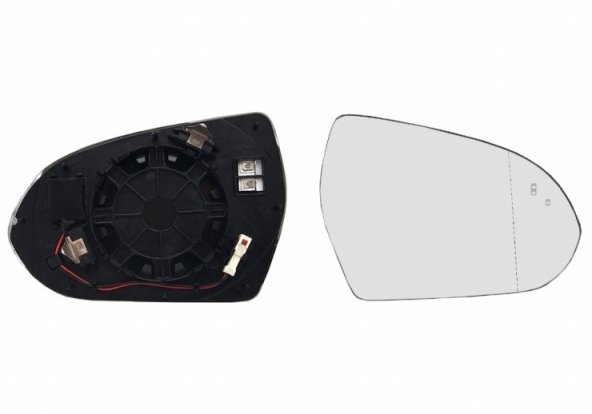 Acessar a peça Vidro + suporte do espelho retrovisor direito, asférico, térmico, side (2 pinos)