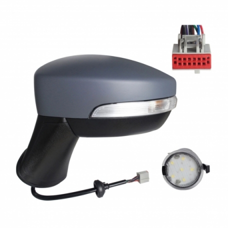 Acessar a peça Espelho retrovisor elétrico esquerdo, preparado, asférico, aquecido, rebatível, com pisca, cortesia (10 pinos)