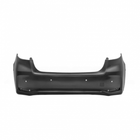 Acessar a peça Para-choques traseiro preto liso com 4 orifícios para sensores, com marcações interiores para assistente de estacionamento (Mod. Sedan)